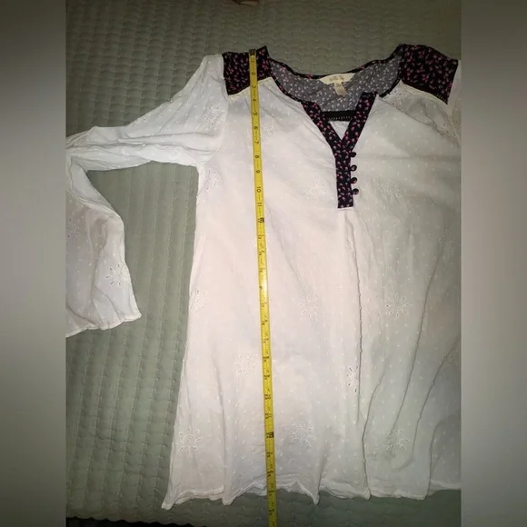 MATILDA JANE Snow Globe Tunic White Embroidered Swiss Dot Top Size S - Picture 4 of 11